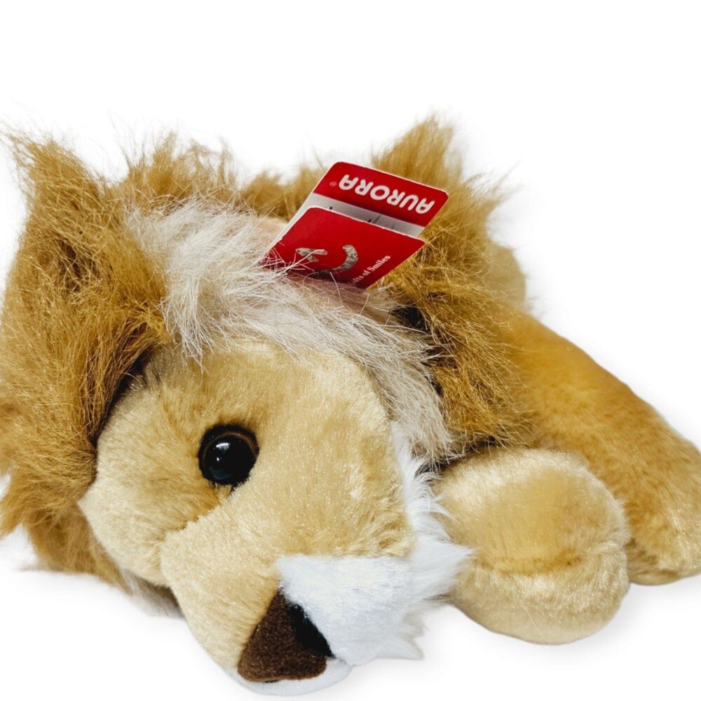 Aurora World Flopsies Leonardus Lion 12" Plush NWT Lying Down Lion 2016 WT